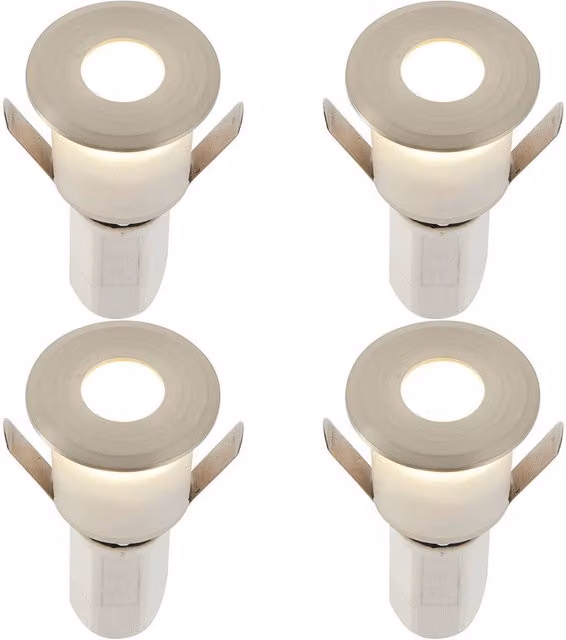 Loops 4 Pack Recessed Decking IP67 LED Guide Lights in Satin Nickel with Cool White Light
