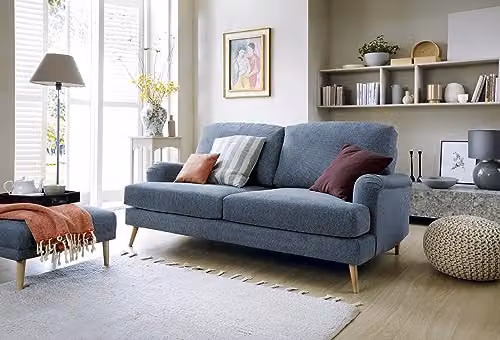Abakus Direct Harper 3 Seater Sofa in Blue Smart Chenille Fabric – 2