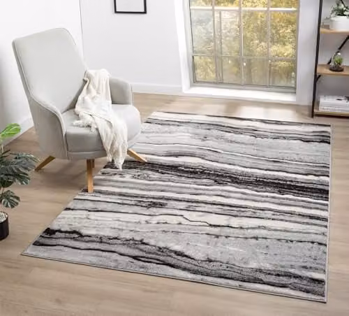 Desire Rugs Obsidian Abstract Modern Grey Area Rug, W: 120 cm, L: 170 cm – 1