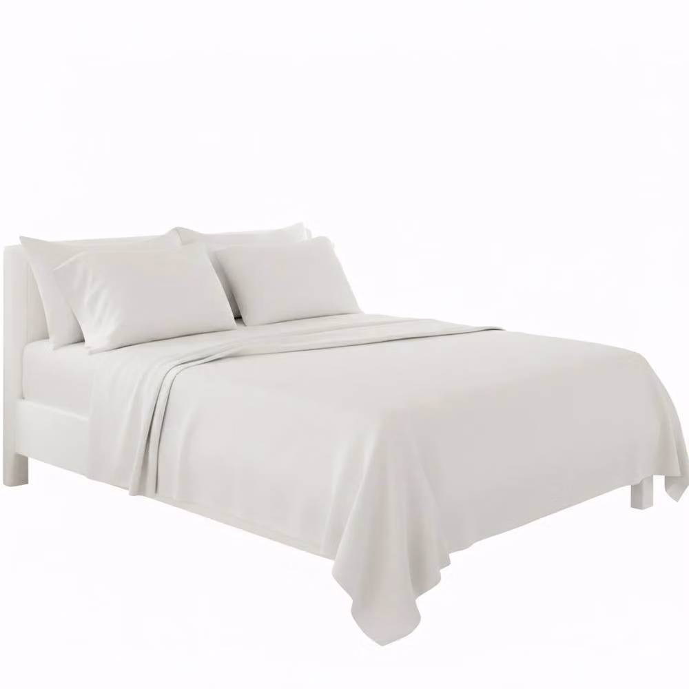 Snug City Plain White Poly Cotton Easy Care Fitted Sheet and Pillowcase Set, King Size (180 x 200 cm) – 2