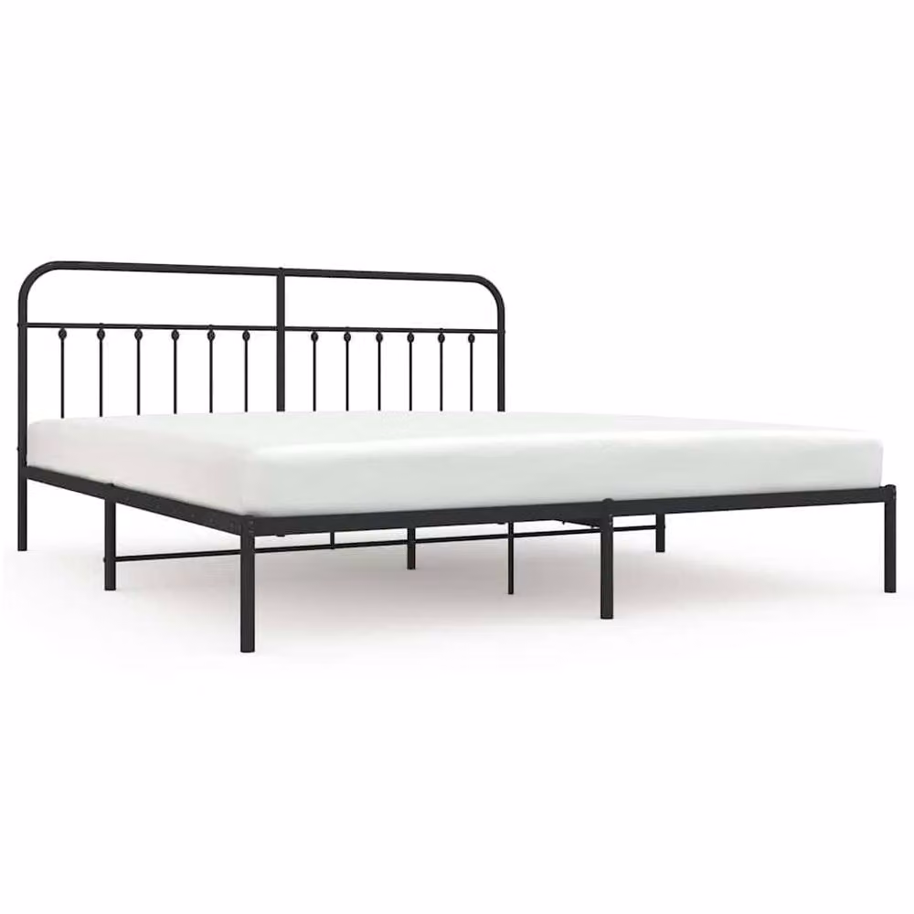 Berkfield Home Metal Bed Frame with Headboard in Black W/D/H: 193 x 198 x 100 cm – 2