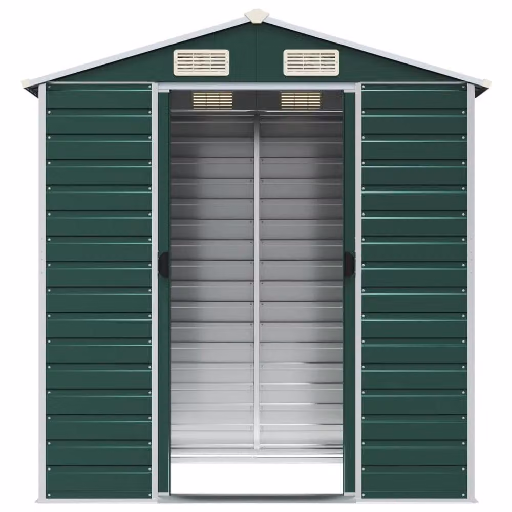Berkfield Home Green Pent Garden Shed in Galvanised Steel, W/D/H: 191 x 130 x 198 cm – 3