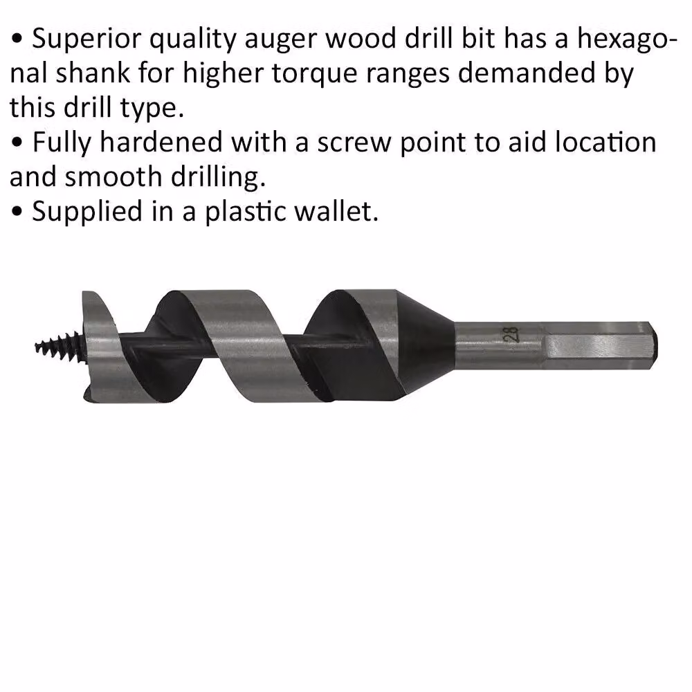 Loops Silver Hardened Auger Wood Drill Bit with Hexagonal Shank, Diameter: 28 mm, Length: 155 mm – 2
