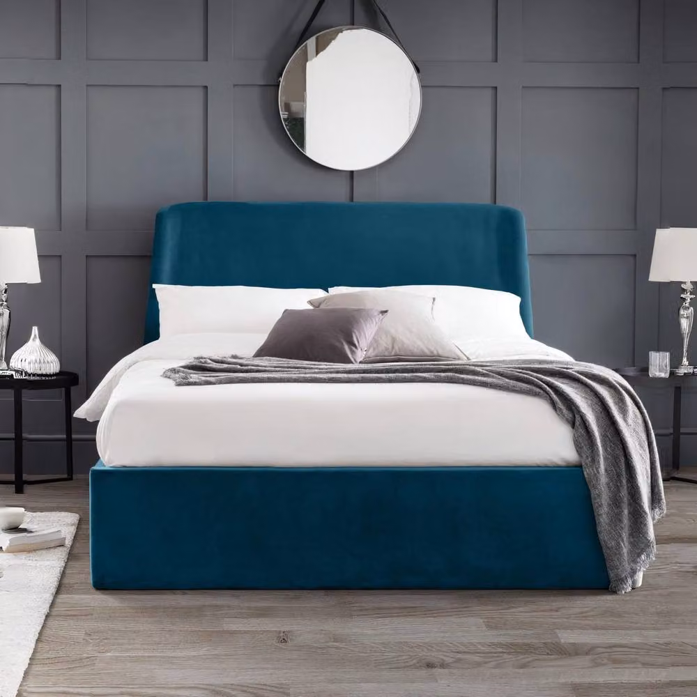 Cheshire Nectarine Ottoman Storage Bed in Petrol Velvet, Double (W: 135 cm, L: 200 cm) – 3