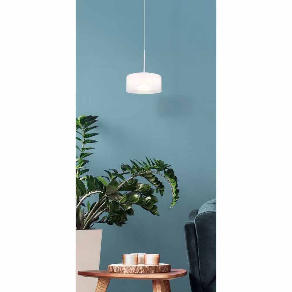 Netlighting Belinda Slim LED Pendant Light in White with Opal Glass Shade, 4000K Cool White – 3