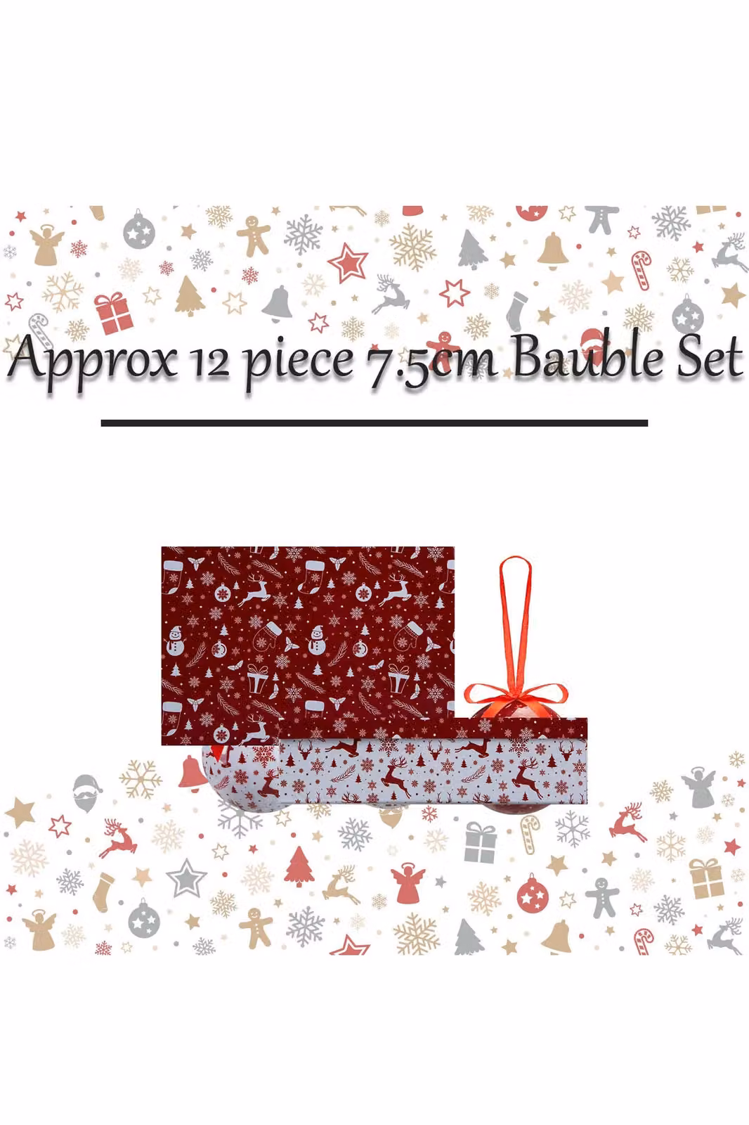 VFM e-Store 12 Piece Multicolour Floral Christmas Bauble Set, Diameter: 7.5 cm – 2