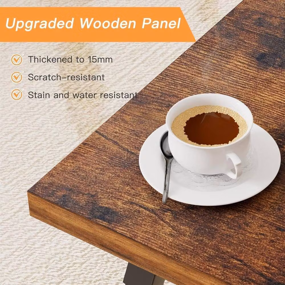 FORGEVIO Rectangular Rustic Wood and Metal Farmhouse Coffee Table, Multicolour, W/D/H: 70 x 40 x 40 cm – 3