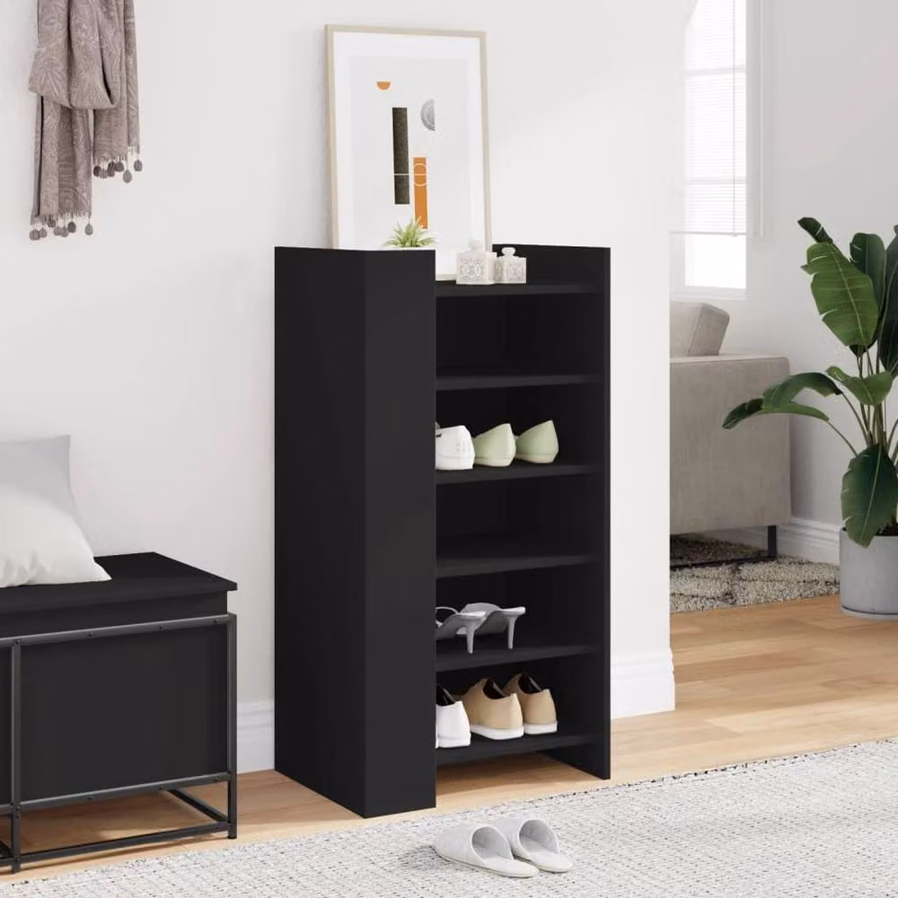 Berkfield Home Modern Black Shoe Cabinet with Internal Shelves, W/D/H: 52 x 37.5 x 100 cm – 3
