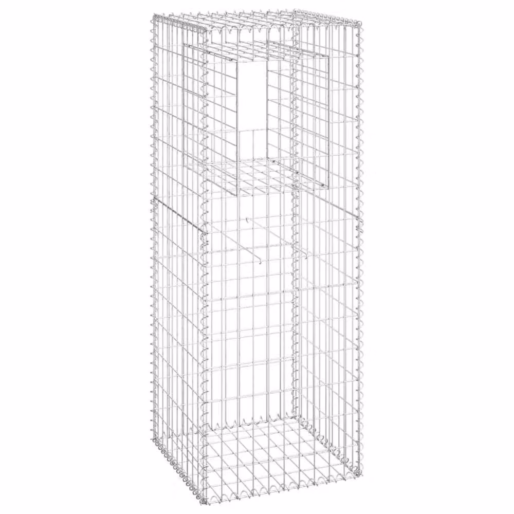 Berkfield Home Silver Steel Gabion Basket Post, W/D/H: 50 x 50 x 140 cm – 2