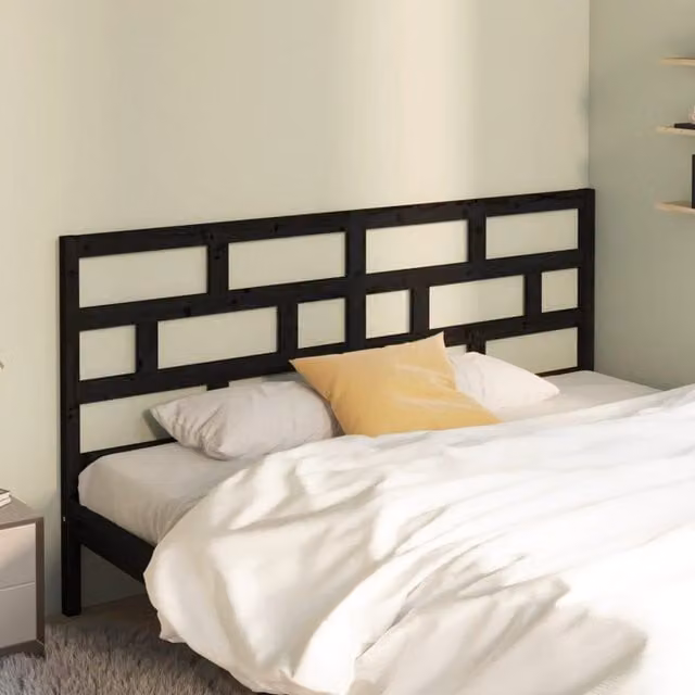 Berkfield Home Rustic Black Solid Pine Wood Bed Headboard W/D/H: 186 x 4 x 100 cm