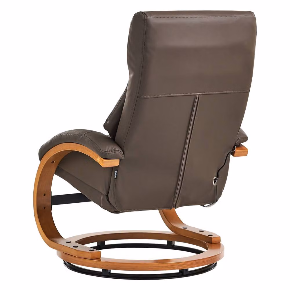 Wyld and Coco Brown Faux Leather Recliner Armchair with Footstool, Heated Massage with 5 Modes – 4