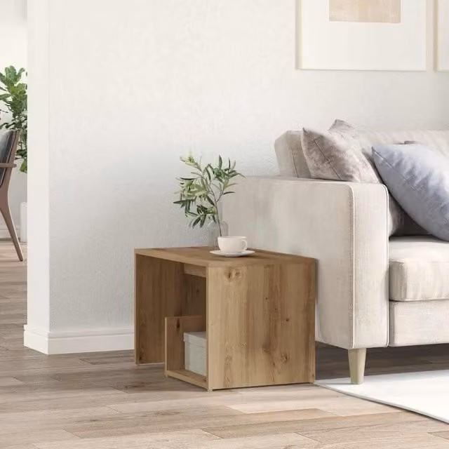 Berkfield Home Artisan Oak Side Table in Brown, W: 59 cm, D: 36 cm, H: 38 cm – 1