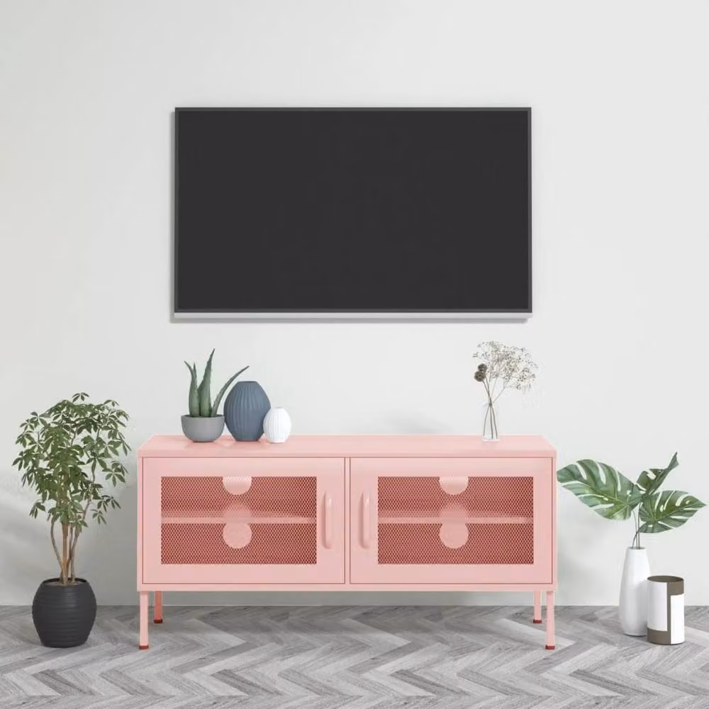 Berkfield Home Modern Pink Metal TV Cabinet W/D/H: 105 x 35 x 50 cm – 2