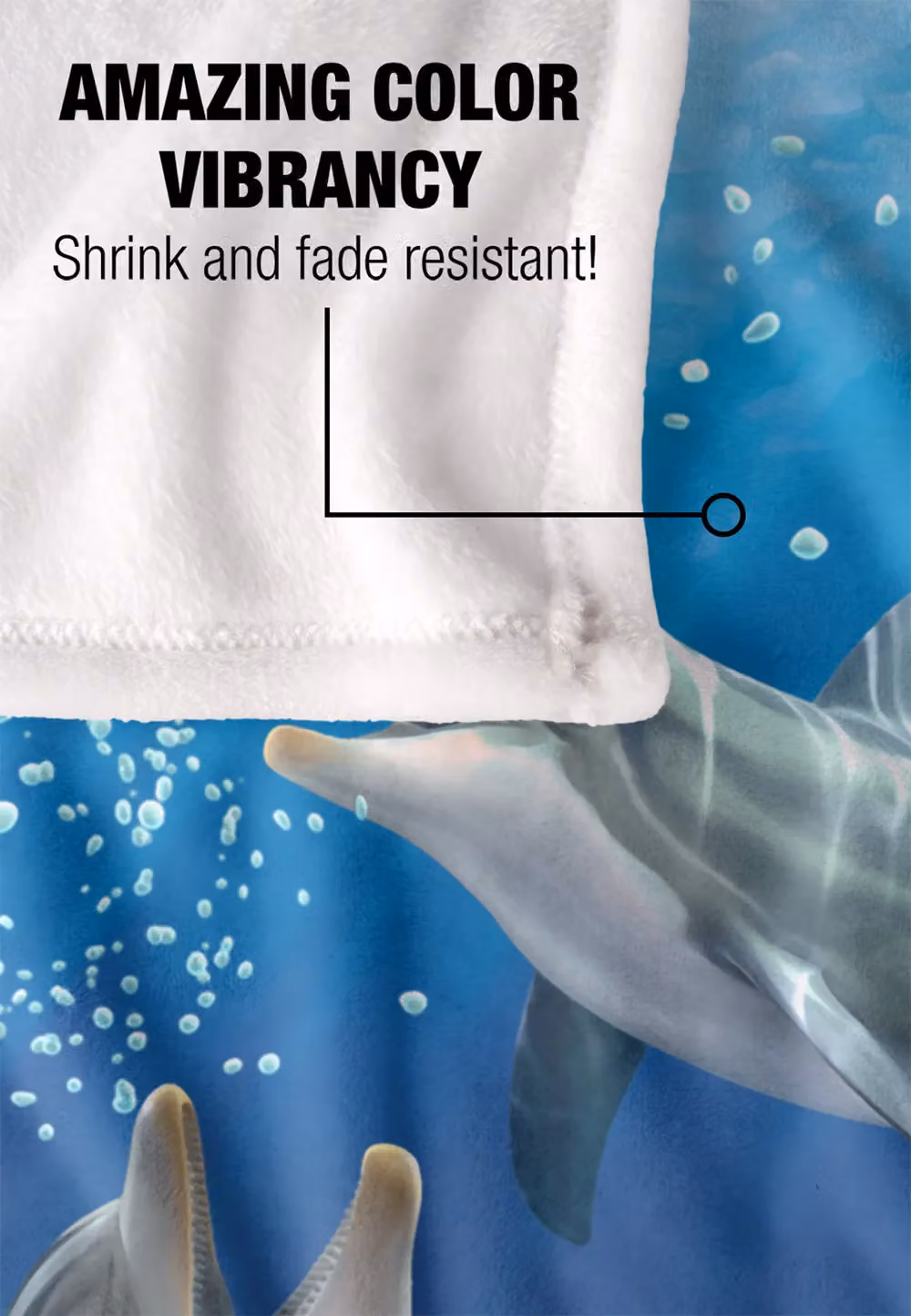 JQ Licensing Royce McClure Dolphin Bubbles Silky Touch Super Soft Fleece Throw Blanket, White, W/D: 152 x 127 cm – 4