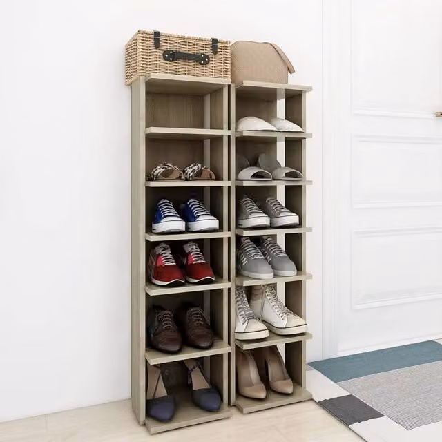 Berkfield Home Set of 2 Sonoma Oak Shoe Cabinets in Light Brown, W/D/H: 25 x 27 x 102 cm