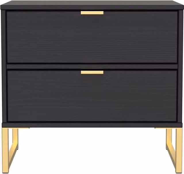 Ready Assembled 2 U Madrid 2 Drawer Bedside Cabinet in Black – 1