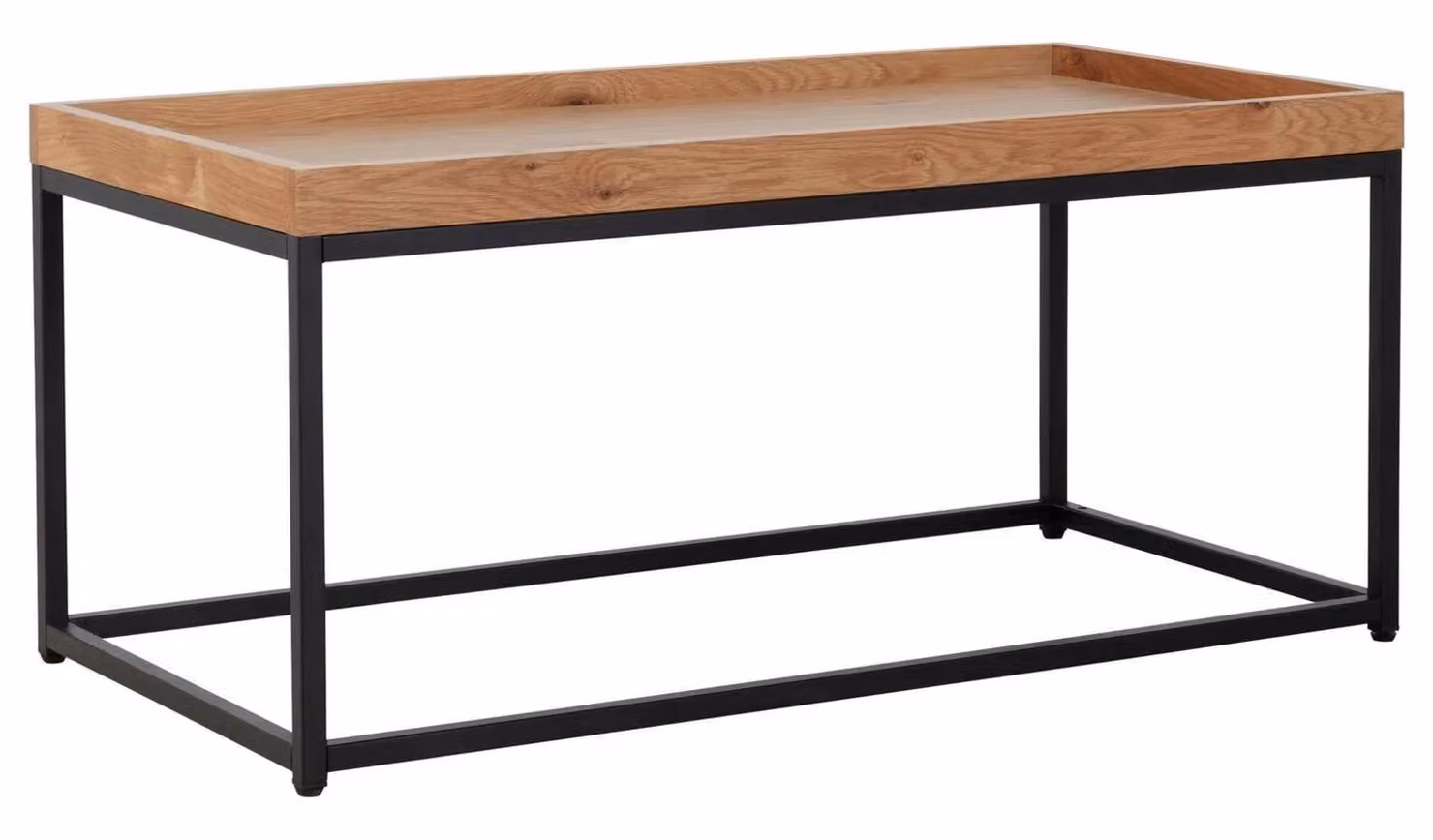 Loft Living Oak Veneer Coffee Table in Brown with Metal Sled Base