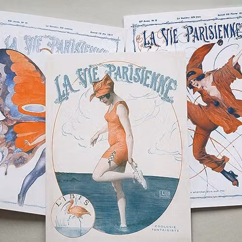 Artery8 French Music Theatre Arts Aesthetic Collage Kit, La Vie Parisienne Multicolour Wall Art Prints, 50 Piece Paper Poster Set, W: 10.5 cm, H: 14.8 cm – 4