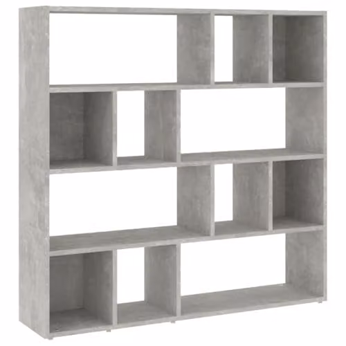 vidaXL Modern Book Cabinet and Room Divider in Concrete Grey, W/D/H: 105 x 24 x 102 cm