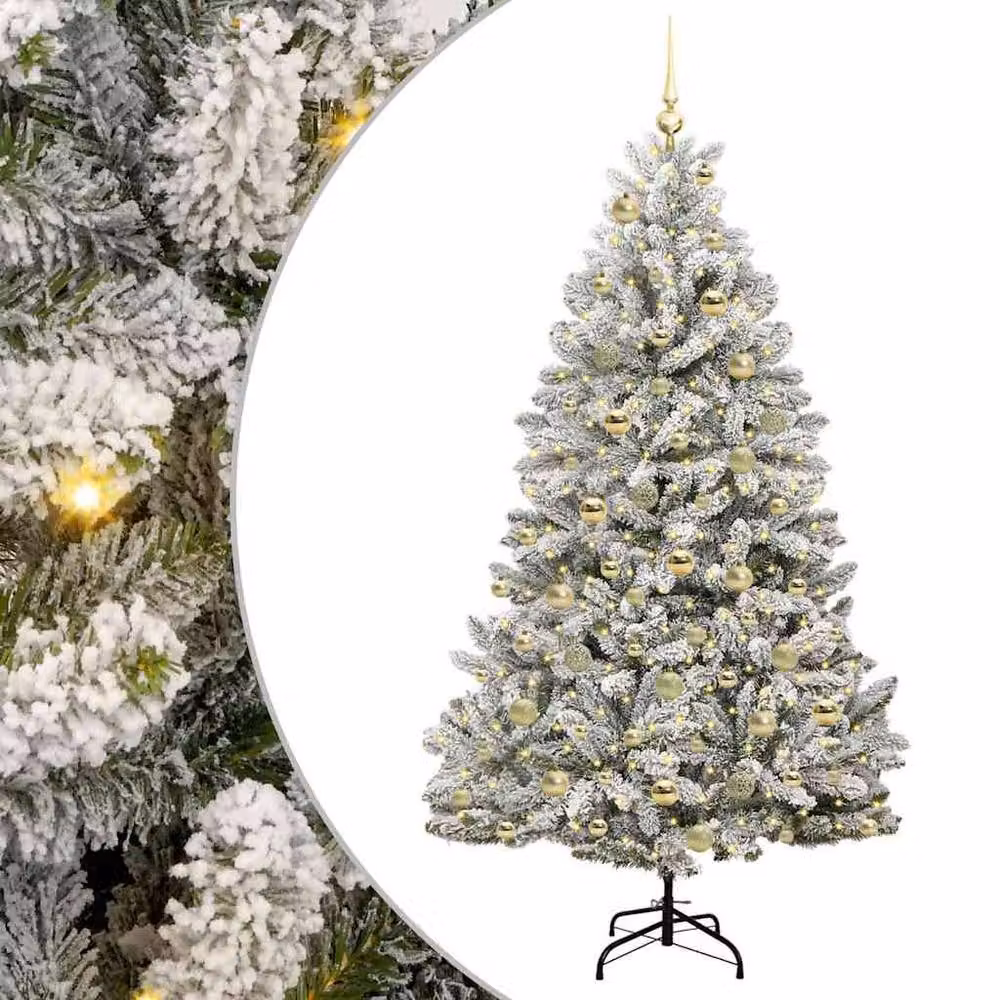 Berkfield Home Artificial Christmas Tree in Green and White, Height: 180 cm – 2