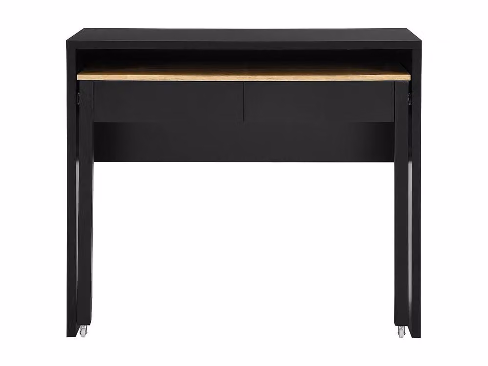 LOAVIA Extendable Console Desk with 2 Drawers in Black and Natural, W/D/H: 100 x 40 x 75 cm – 2