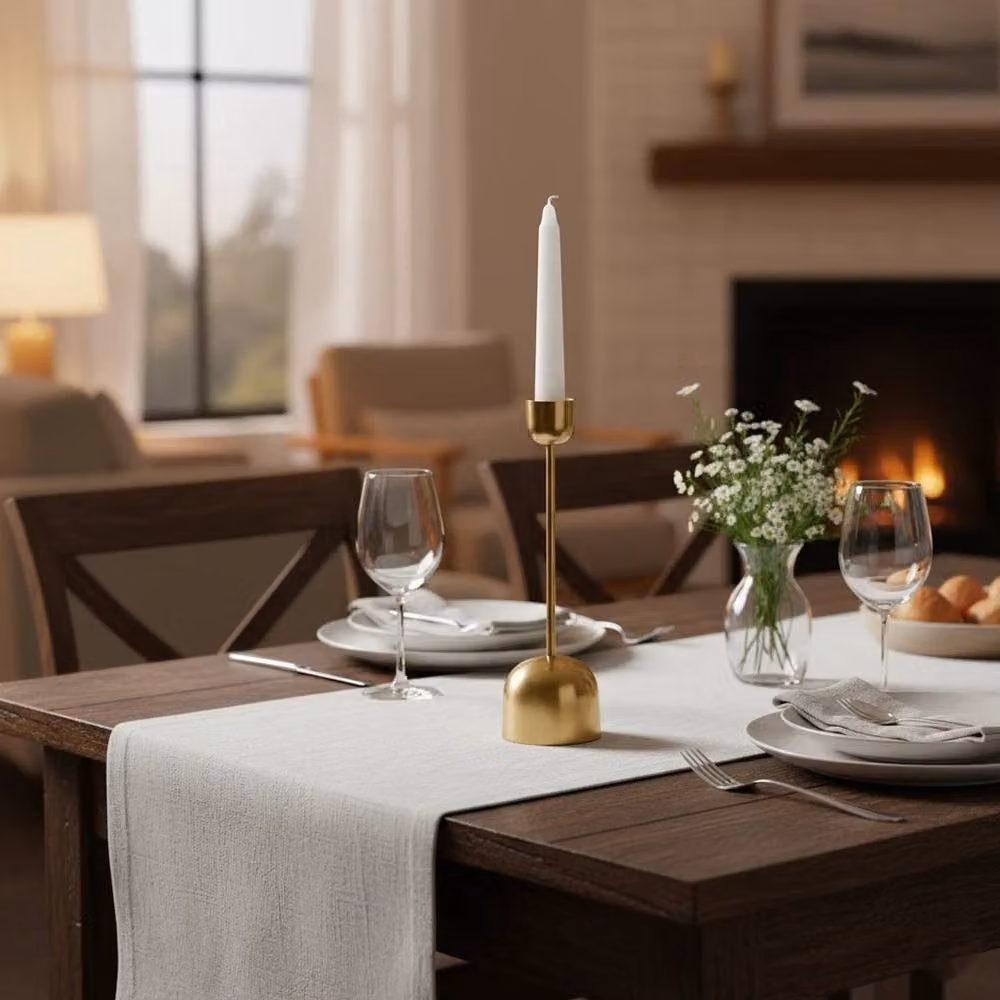 EONLION Set of 2 Gold Metal Taper Candlestick Bell Candle Holders, Height: 36 cm – 3