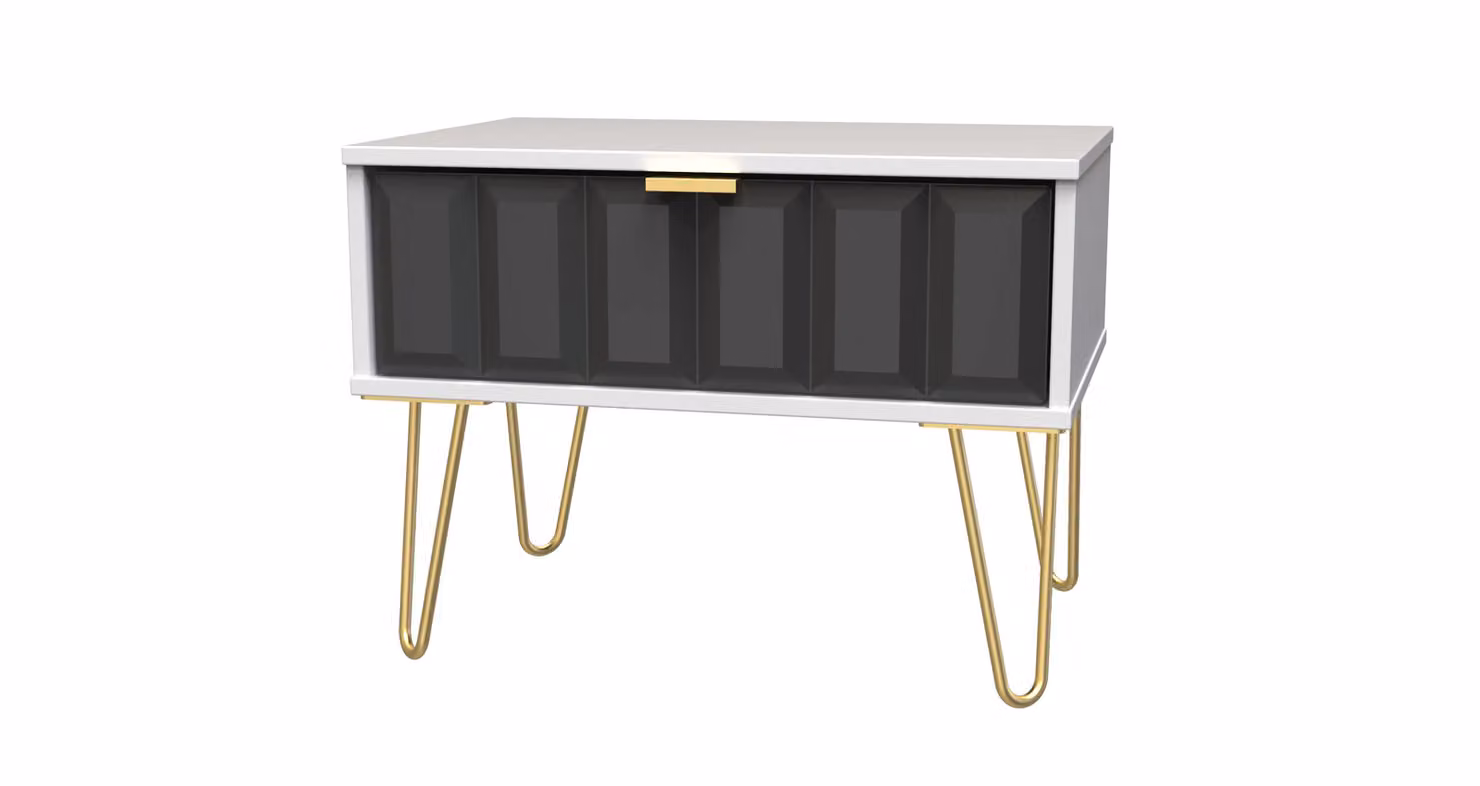 2 U Metro Wide 1 Drawer Side Table in Dark Grey and Gold – 2