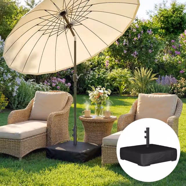 Outsunny Black Sand Filled Freestanding Garden Parasol Base, 80 kg