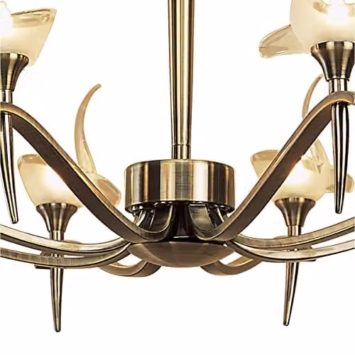 Inspired Mantra Fusion Viena Round Telescopic Pendant Light, 8 x G9, Antique Brass and White – 3