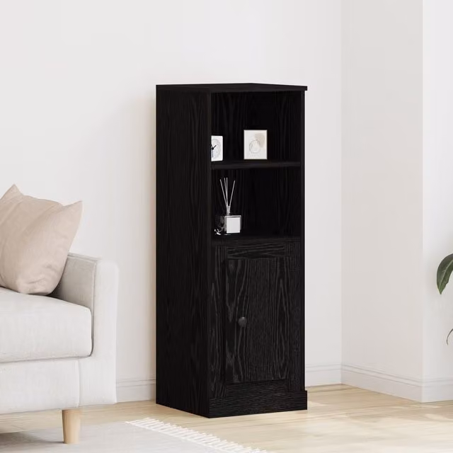 Berkfield Home Modern Black Oak Highboard with Hinged Doors and Internal Shelves, W/D/H: 36 x 35.5 x 103.5 cm – 1
