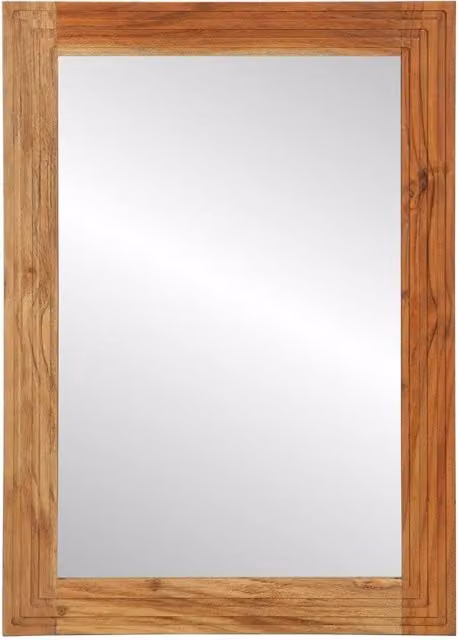 Berkfield Home Rectangular Wall Bathroom Mirror in Brown Solid Acacia Wood, W: 50 cm, H: 70 cm, D: 3 cm