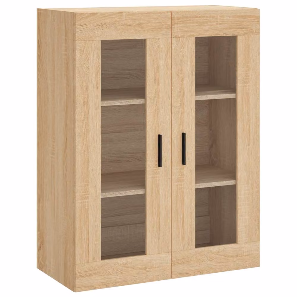 Berkfield Home Wall Mounted Sonoma Oak Cabinet with Glass Doors, W/D/H: 69.5 x 34 x 90 cm – 2