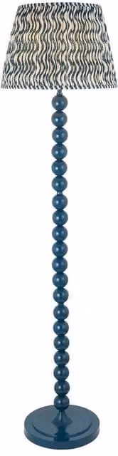 Netlighting Higgledy Blue Gloss Floor Lamp with Blue Fabric Ripple Shade, E27