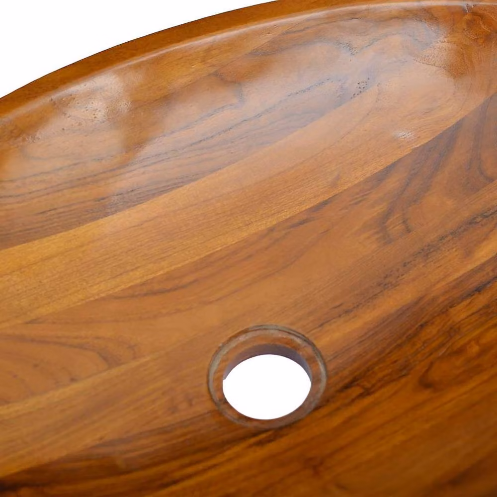 Berkfield Home Solid Teak Wood Basin in Brown, W/D/H: 60 x 40 x 10 cm – 3