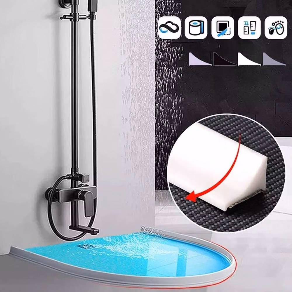 FLAVORA Silicone Shower Water Barrier Strip, White, Width: 180 cm, Height: 180 cm – 2
