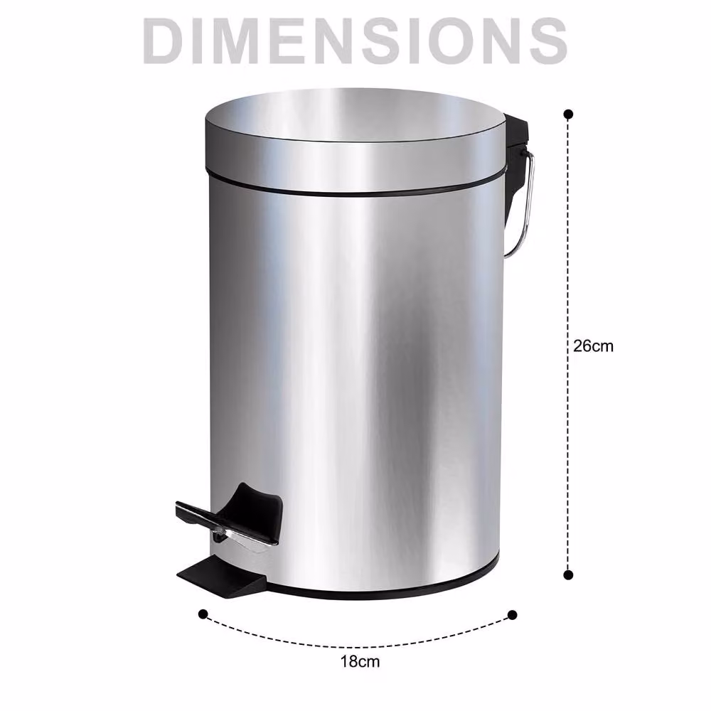 Crystals 3 Litre Stainless Steel Pedal Bin in Silver – 2
