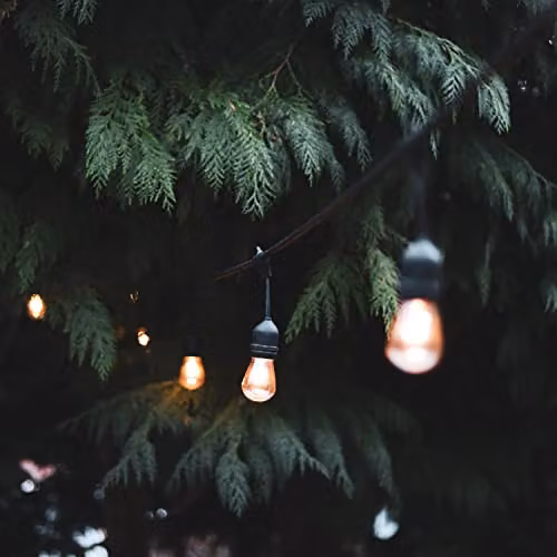 4lite Black Festoon Outdoor String Lighting with 20m Length and 20x E27 Sphere Bulb Holders, IP44 Rated – 2