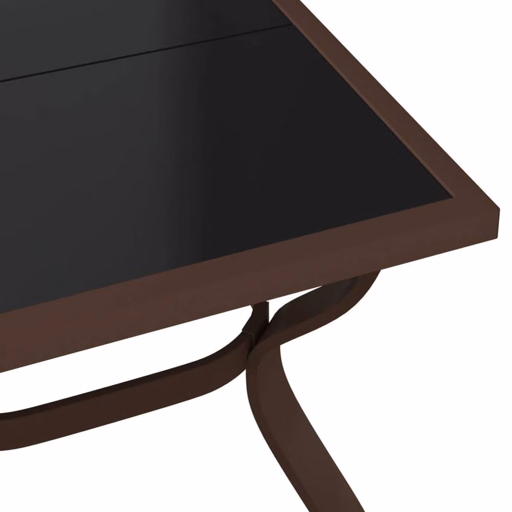 Berkfield Home Extendable Rectangular Garden Table in Brown and Black with Glass and Powder Coated Steel, W/D/H: 140 x 70 x 70 cm – 5