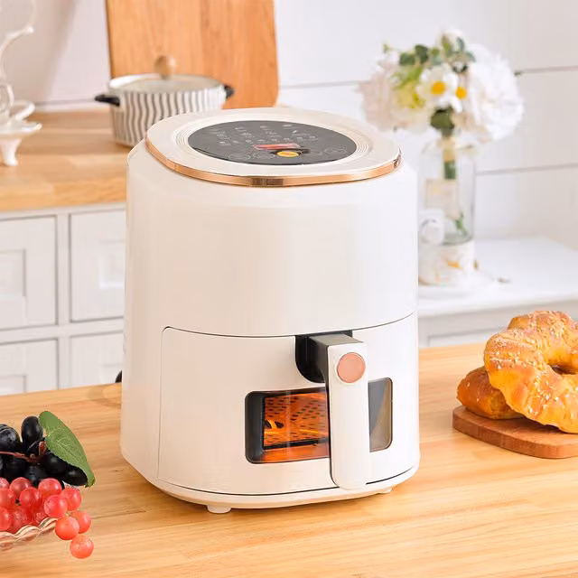Livingandhome Hot Air Air Fryer with Digital Touch Screen Display, Beige White