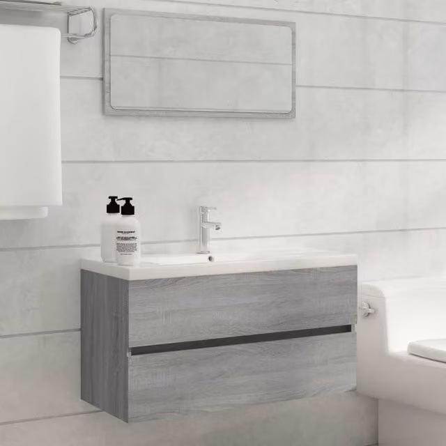 Berkfield Home Grey Sonoma Sink Cabinet W/D/H: 90 x 38.5 x 45 cm