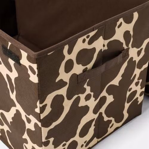 OHS Foldable Fabric Storage Box with Lid and Handles, Brown and Multicolour, W/D/H: 37.0 x 37.0 x 64.0 cm – 2