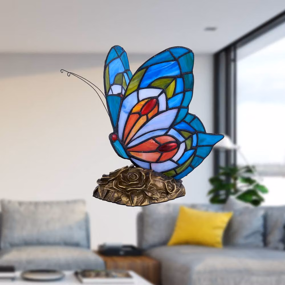 First Choice Lighting Betty Set of 2 Multicolour Tiffany Butterfly Table Lamps with Bronze Metal and Glass Bases – 5
