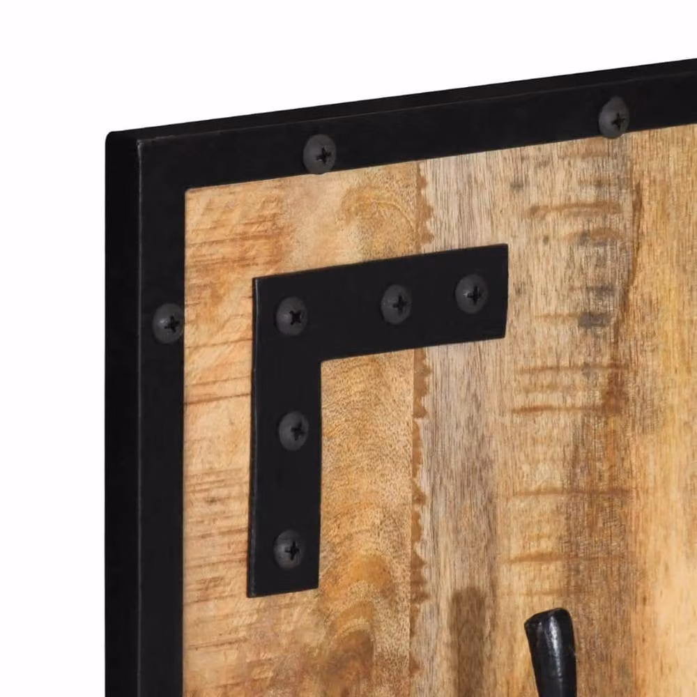 Berkfield Home Beautiful Rustic Mango Wood Coat Rack in Brown, W/D/H: 35 x 8 x 110 cm – 2