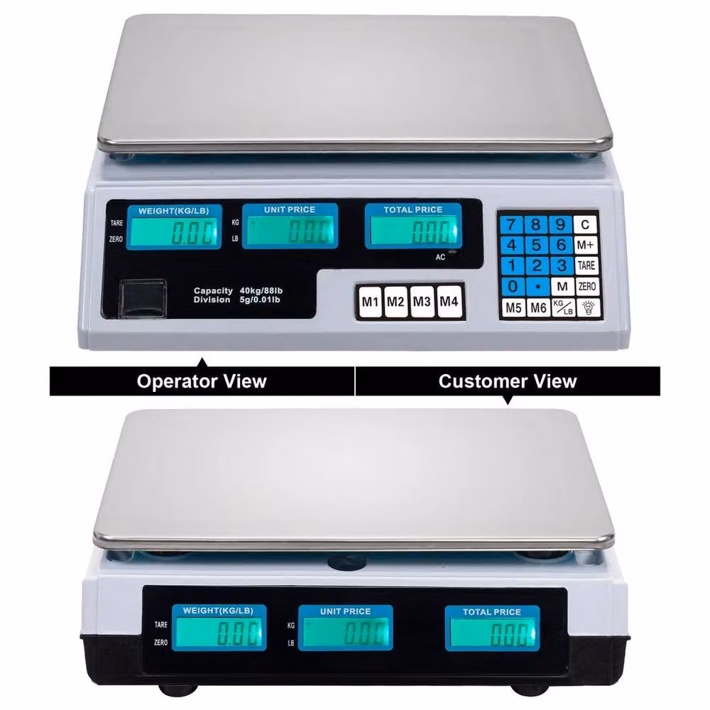 EONLION White and Silver Digital Electronic Pricing Scale with 40kg Capacity and Stainless Steel Finish, Width: 100 cm – 3