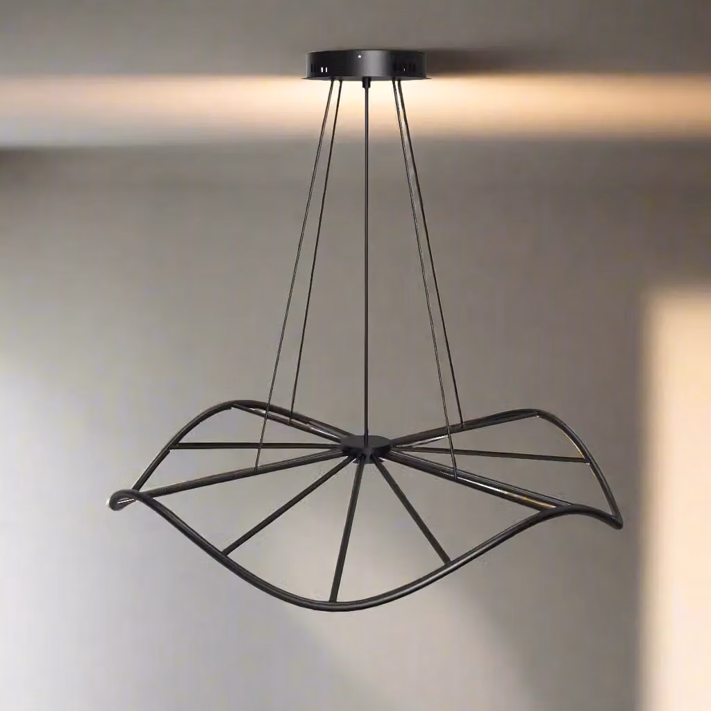 CGC Lighting Paraplu 1 Wave LED Ceiling Pendant Light, Matt Black, Diameter: 60 cm – 2