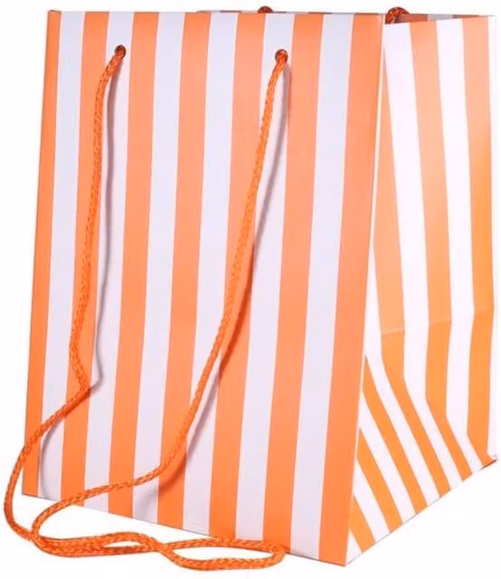 KDMD Orange Candy Stripe Paper Hand Tied Bags, 10 Pack