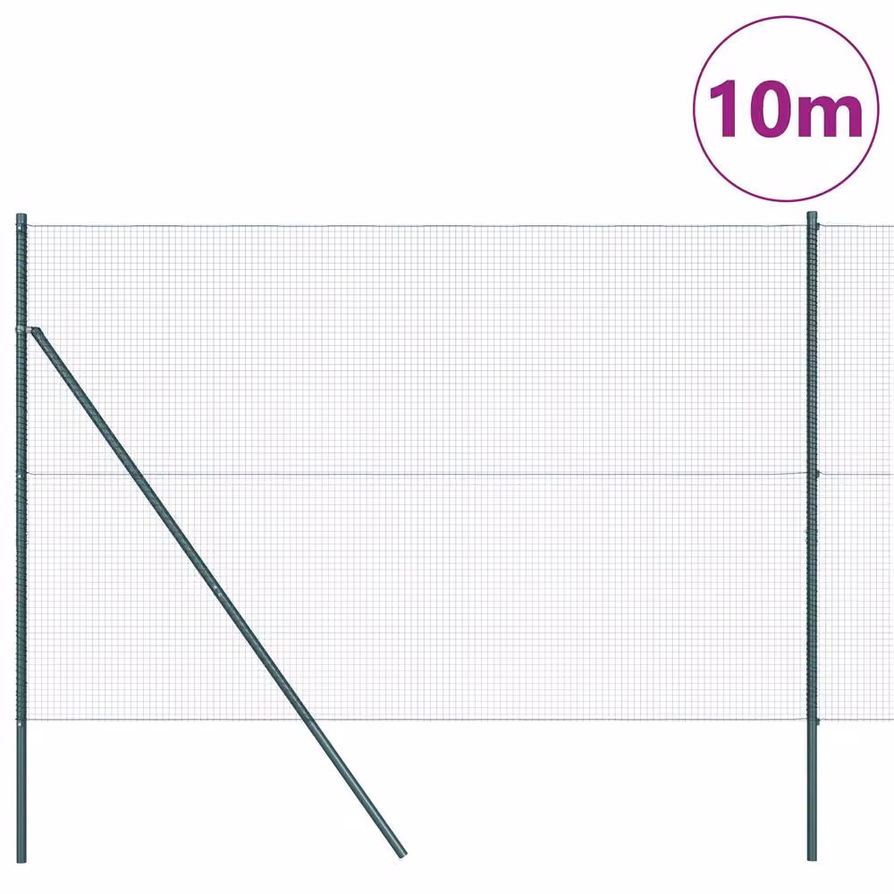 Berkfield Home Round Green PVC-coated Steel Fence Post Set of 2 – 3