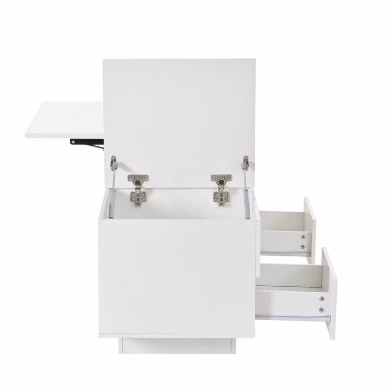 ERGOVEXA Modern White High Gloss Lift Top Coffee Table with 2 Drawers