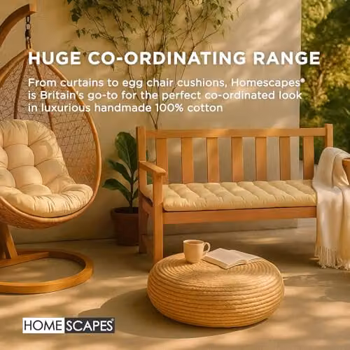 Homescapes 3 Seater Garden Bench Cushion in Beige, W: 143 cm – 5