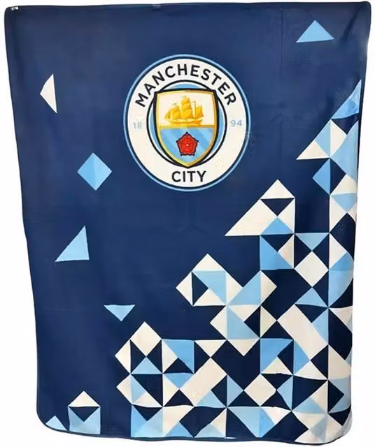 Manchester City FC Unisex Fleece Blanket in Blue with Geometric Particle Design – 1
